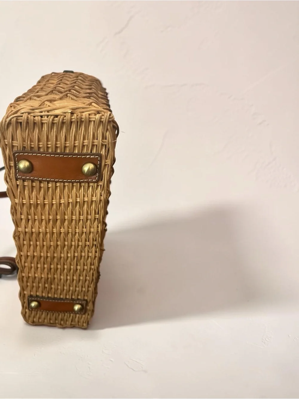 Patricia Nash Woven Straw Tote & Leather Wristlet Set Tan Basketweave Boho - Picture 11 of 13